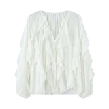 Summer Fashion V Collar Folded Folded Shirt Female