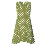 New Women Summer Dress Polka Dot Chiffon Sleeveless Beach Mini Dress Casual Blue Sundress Fashion Plus Size For