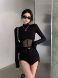 Women T Shirt Woman Clothes Long Sleeve Tops Spring Black Slim Tshirt Female Crop Top Tee Sexy Skinny Y2k-Outfit