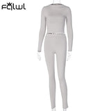 Winter Casual Two 2 Piece Set Sweatsuits Tracksuit For Women Outfits Turtleneck Crop Top Pants Suits Black Matching
