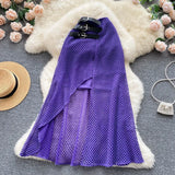 Sexy Irregular Hollow Out Women Skirts Summer Elegant High Waist Purple/White/Black/Blue Saias Female Vacation Beach Faldas