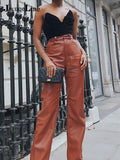 2022 Urban Y2K PU Leather Pants Women Autumn Winter Harajuku High Waist Straight Pant Fashion Vintage Woman