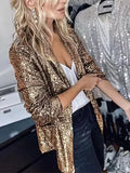 2022 Women's Spring Women's Jacket Temperament Cardigan New Sequined Long-Sleeved Temperament Small Suit