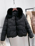 VAREY LIN New Winter Women Real Fox Fur Collar 90% White Duck Down Jacket Lady Warm Puffer Coat Female Retro Button