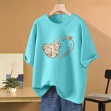 100 Cotton L-5XL Plus Size T Shirt Cartoon Print Tshirt Short Sleeve Women's Top Summer Kawaii Couple O Neck T