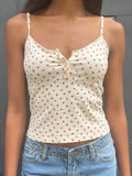 Vintage Women Vest Tops Sleeveless Strap V-neck Buttons Up Floral Print Casual Tank Party Street Spring Summer Camis-Outfit