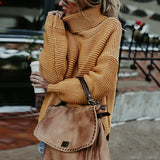 Autumn Winter Casual Thick Pullover for Women Warm Knitted Oversized Turtleneck Sweater Women's Green Tops Woman
