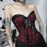 Dark Wind Design Sense Chest Vest Sexy Slim Lace Girdle Waist Show Thin Bandage Blouse-Outfit