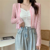 Knitted Cardigan Women Wear Air-Conditioned Sweaters In Summer 2023 New Style Design Minority Short Style Clothes-Outfit