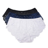 3pcs/Pack! Mid Waist Lace Panties Women Plus Size Ultra Thin Briefs XL to XXXXL Solid Underwear