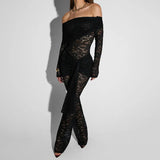 2025 New Women's Hottie Sexy Lace Hollow Perspective Body Jumpsuit