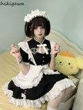 Woman Dress 2023 Vestidos De Mujer Lolita Style Stand Neck Hollow Out Lace Sweet Bow A-line Dresses Summer Robe Femme-Outfit