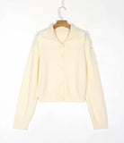 cardigan sweater women autumn winter casual solid color lapel long sleeve coat crochet knit sweater