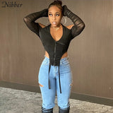 Sexy Halter Irregular Croped Stacked Crop Top Women Casual Patchwork Mesh Street Tshirt Fall Backless Zipper Club