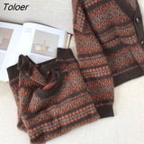Pullover Patchwork Loose Lantern Long Sleeve Women Simple Knitted Sweater Elegant All-match Oversize Streetwear