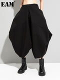 High Elastic Waist Black Irregular Big Size Long Trousers New Loose Fit Pants Women Fashion Spring Autumn 2023