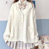 Cardigan Women Solid Harajuku Lazy Sweaters Preppy Sweet Style Girl Cute Knitwear All-match Soft Basic Knitted Sweater