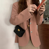Toloer New Korean Version Of Autumn And Winter Small Pink Suit Jacket Female Thick Small Suit Suit British Wind Top-Outfit