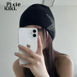 Star Rhinestone Black Knitted Beanies for Women Trashy Y2k Accessories Winter Hat Streetwear