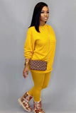 Casual O-Neck Basic Shirt and Pants 2PC