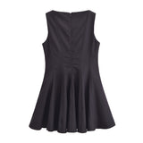 Spring Skate Sleeveless Solid Color Mini Dress 4043041-Outfit