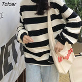 Harajuku Striped Sweatshirt Women Autumn Long Sleeve Loose Korean Thin Sweatshirt Female Classic Hoodie Clothes