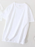 Sleeve Oversized T-shirt Cotton Women Top Summer 2022 Solid White T shirts 100% Cotton Tees Lady Basic T Shirt Women
