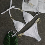 Toloer 2023 New Sport Bikini Sexy Crystal Diamond Bandage Red Split Female