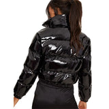 Solid Color Padded Short Zipper PU