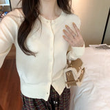 Single-Breasted Knitted Cardigan Jacket Women's Autumn And Winter New Style Underwear Soft Waxy Leisure Lazy Sweater-Outfit