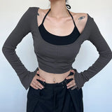 Split Horn Sleeve Pull-Rope Blouse Two-Piece Set Of New Spicy Girls In Spring And Summer 2024 Slim And Slim Suit-Outfit