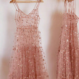 Arrival Spaghetti Straps Tulle Long Women Dresses Fashion Bling Bling See Through Dress Sexy Fashion Hot-Outfit