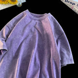 Combed Cotton T-shirt Acid Washed T Shirt For Men Unisex Vintage T-shirt Y2k Casual Top Tee Men's Clothing-Outfit