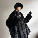 Cloud Stone Fox Thick Warm Bat Sleeve Fur One-Piece Shawl Woman Lazy Smooth And Environmentally Friendly