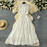 Retro Romantic Atmosphere Feel Sleeveless Dress Women's Lace Mesh Design Super Fairy Temperament Long
