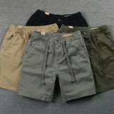 Loose Waist Casual Shorts 2023 Summer New Men's Solid Color Shorts Korean Fashion Boys' Rope Pants-Outfit