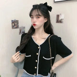 Fragrant Short Coat Women's Summer Knitted Knitted Knitted Temperament Korean Version Of The New Fashion Short-Sleeved