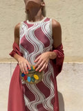 Summer New Temperament Elegant Printed Dress Collar Vest Two-Piece Set