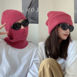 Women's Winter Mask Hats Windproof Knit Hat Warm Hat Ear Protector Pullover