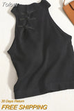 Women Vintage Chinese Button Tank Tops With Bra Pad O-Neck Elegant Crop Tops For Women Off Shoulder