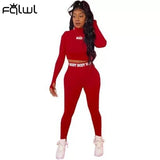 White Black Fitness 2 Piece Set Women Suit Sportwear Summer Outfits Long Sleeve Crop Top Leggings Ladies Tracksuit