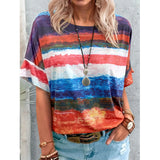 Women's Clothing 2025 New Summer Gradient Girl Short-Sleeved