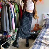 Online Celebrity Romantic Holiday Style Double Plaid Long Skirt Shows The Trend Of Slimming-Outfit