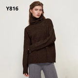 Elegant Solid Knitted Two Piece Set Women Turtleneck Batwing Long Sleeve Loose Sweater Full Length Casual Wide Leg