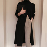 Split Black Sweater Women Long Sleeve Turtleneck Knitted Pullover Tops Female Clothes Korean 2022 Winter