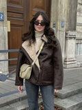 Fall Fashion Collar Three-Color Fur Integrated Long-Sleeved Jacket Women's