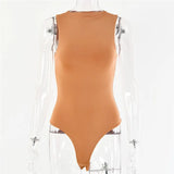 Black Sexy Sleeveless Bodysuit Women Spring Fall Cotton Double Layer Casual Rompers Womens Jumpsuit