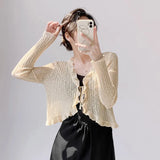 Knitted Cardigan Women's Thin Suspender Skirt With Air-Conditioning Blouse Summer Shawl Ice Silk Small Shoulder Fairy Gas Jacket-Outfit