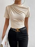 Spring And Summer Small High-Collar Folding Body Short-Sleeved Lady