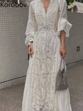 Vintage Summer Japan Style Robe Dress Lantern Sleeve Lace V Neck Splicing Temperament Vestidos De Verano Mujer